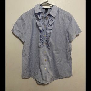 Marc by Marc Jacobs Ruffle Button Down Shirt | Preppy Striped Blouse S